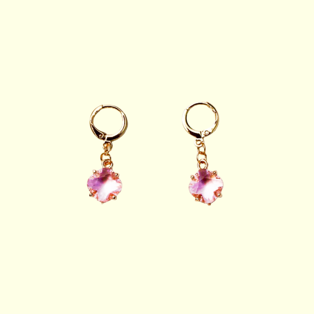 Big pink drop earrings